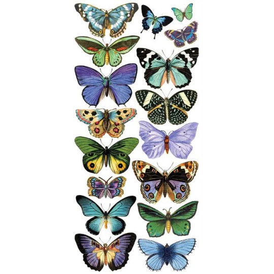 1 Sheet of Stickers Blue and Green Butterflies